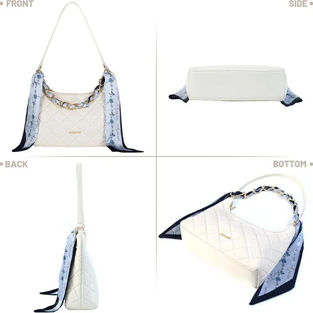 Women Quilted Faux Leather Shoulder Bag Mini Clutch Purse Everyday Use